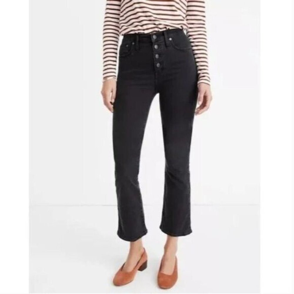 Madewell Black Cali Demi Bootcut Button Fly Cropped Jeans Women's Size 25